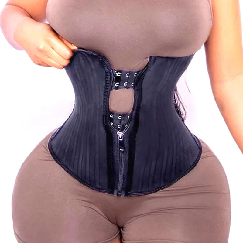 XXS Latex Waist Trainer Shapewear with 25 Steel Bones Fajas Colombian Girdle Body Shaper Belt Slimming Tummy Control Belt Corset