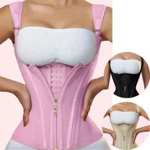 Popular High-Elasticity Court-Style Mesh Waist Cincher Corset Vest with Zipper and Button Closure Vintage Shapewear for Women
